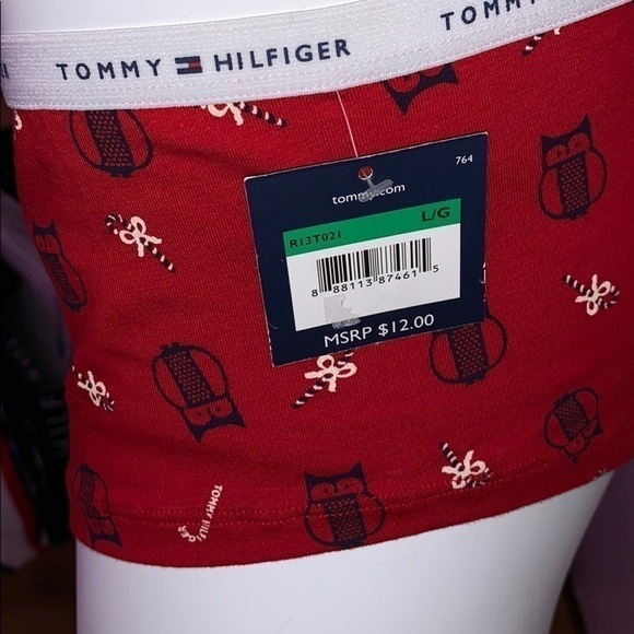 TOMMY HILFIGER RED OWL AND CANDY CANE BOY-SHORTS BOYSHORT PANTIES SIZE LARGE - Picture 3 of 3
